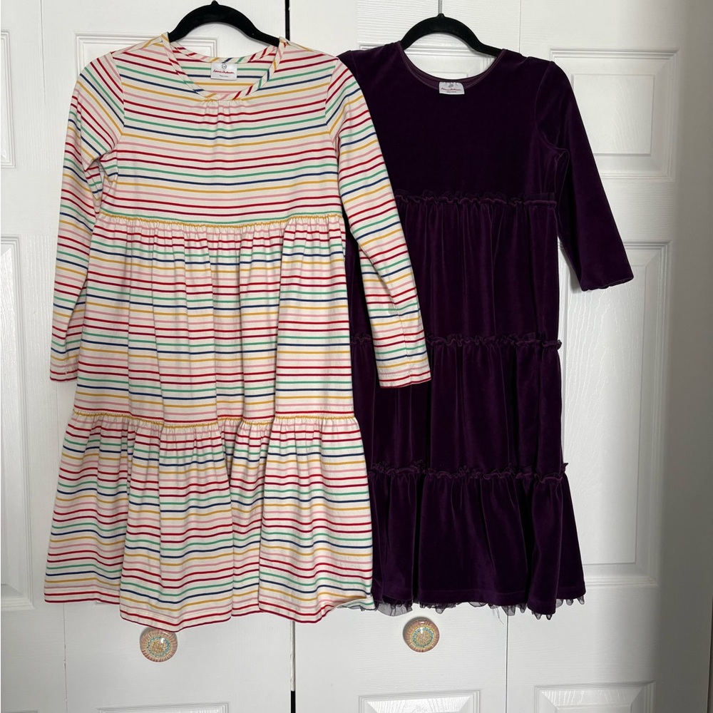 Hanna Andersson Multicolor Striped and Purple Dress Set Size 12 (girls)